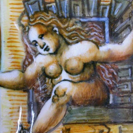 Antica maiolica di Urbino istoriata, restauro mimetico - Antique majolica of Urbino historiated, mimetic restoration 