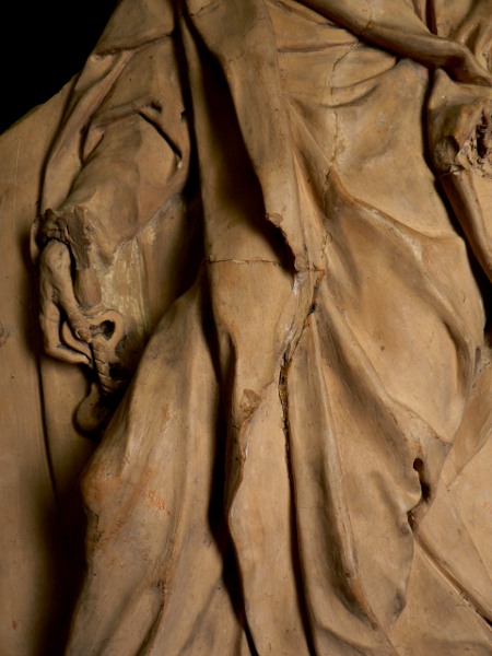 Restauro antica terracotta attribuita a Ticciati, restauro mimetico; fase del restauro - Restoration of ancient terracotta attributed to Ticciati, restoration mimetic; phase of the restoration