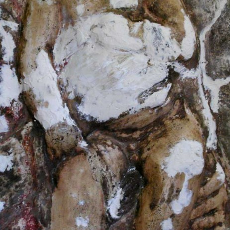 Tondo in terracotta policroma raffigurante la Madonna con il bambino (sec. XVI - XVII) iter di restauro; restauro mimetico, invisibile; fase del restauro -Tondo polychrome terracotta portraying the Madonna and Child (century XVI - XVII) process of invisible restoration,  step of the restoration process